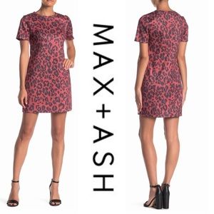 Max & Ash Leopard Print Faux Suede T-Shirt Dress